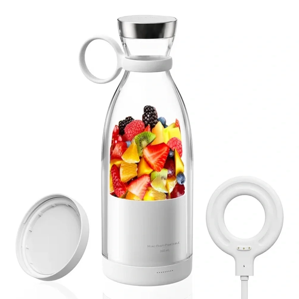 White Portable Blender with Fruit Design 013